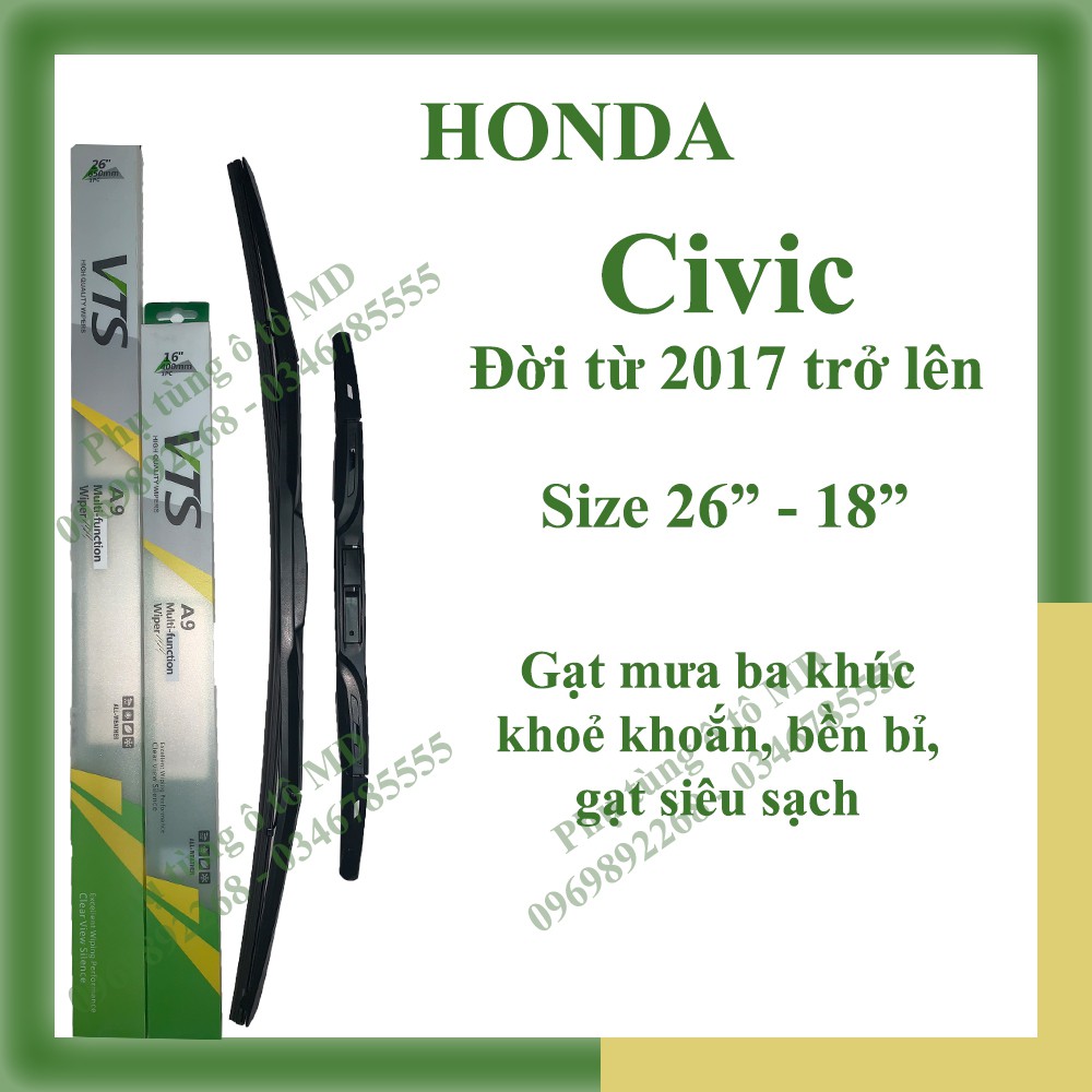 Bộ gạt mưa Honda Civic các đời và gạt mưa các dòng xe khác của Honda: CR-V, CR-Z, HR-V, Jazz, Accord, City