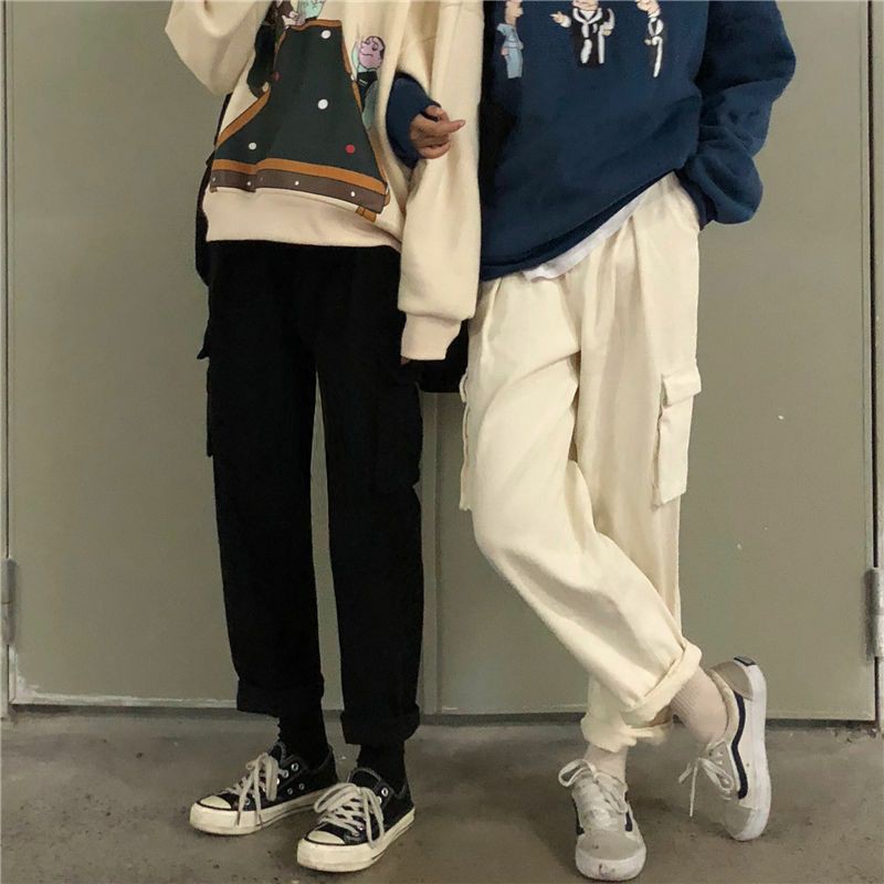 Quần Kaki Nữ Túi Hộp Ống Suông Cạp Chun Phong Cách HIPHOP STREETWEAR Cago Pants Retro Phù hợp đi chơi, đi hoc