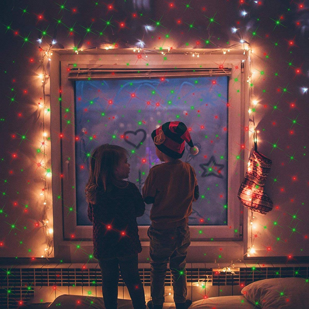 Đèn LED Chiếu Laser Hình Bầu Trời Đầy Sao Màu Đỏ/Xanh Lá/Xanh Lá Trang Trí Sân Vườn Dịp Giáng Sinh