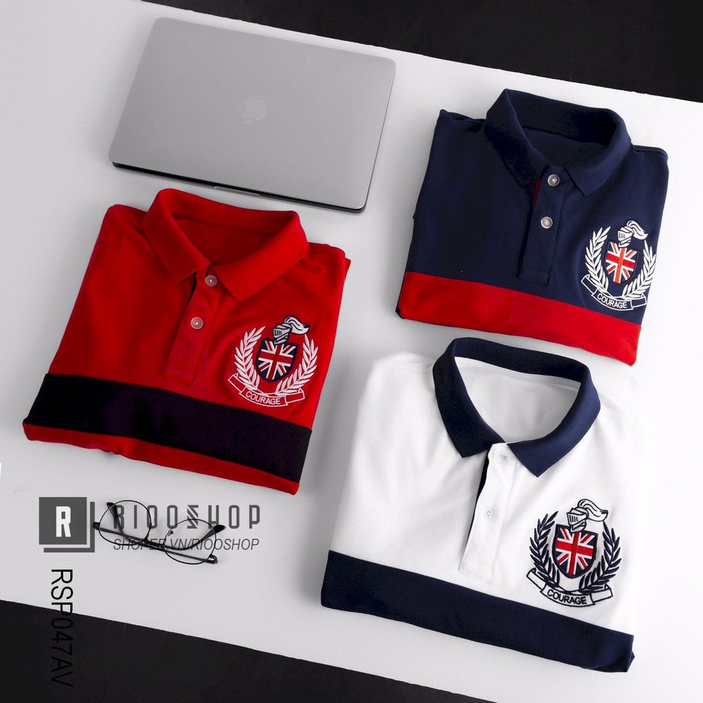 Áo thun nam polo đẹp Heyboy phối viền logo thêu tinh tế RSP047AV - áo phông nam có cổ Riooshop | BigBuy360 - bigbuy360.vn