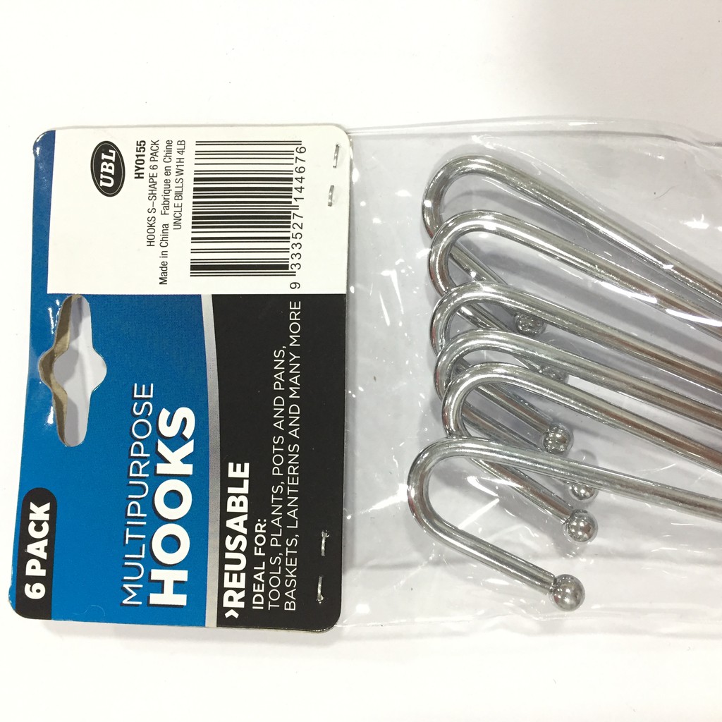 Bộ 6 Thanh Móc Chữ S Uncle Bills HY0155 4mm (Bạc)