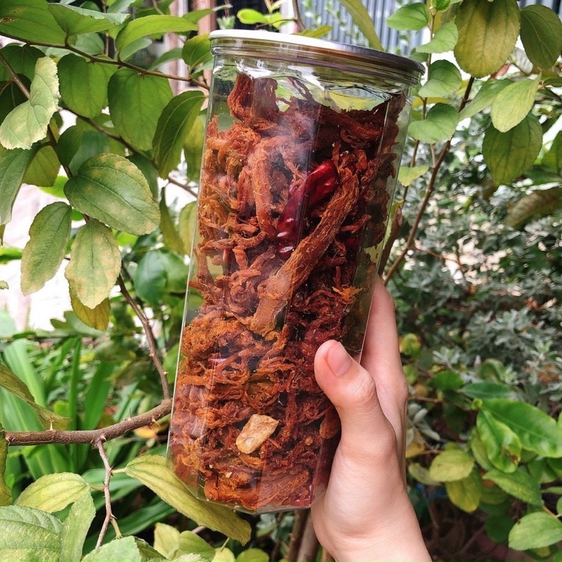 Khô heo cháy tỏi lon pet 300gr