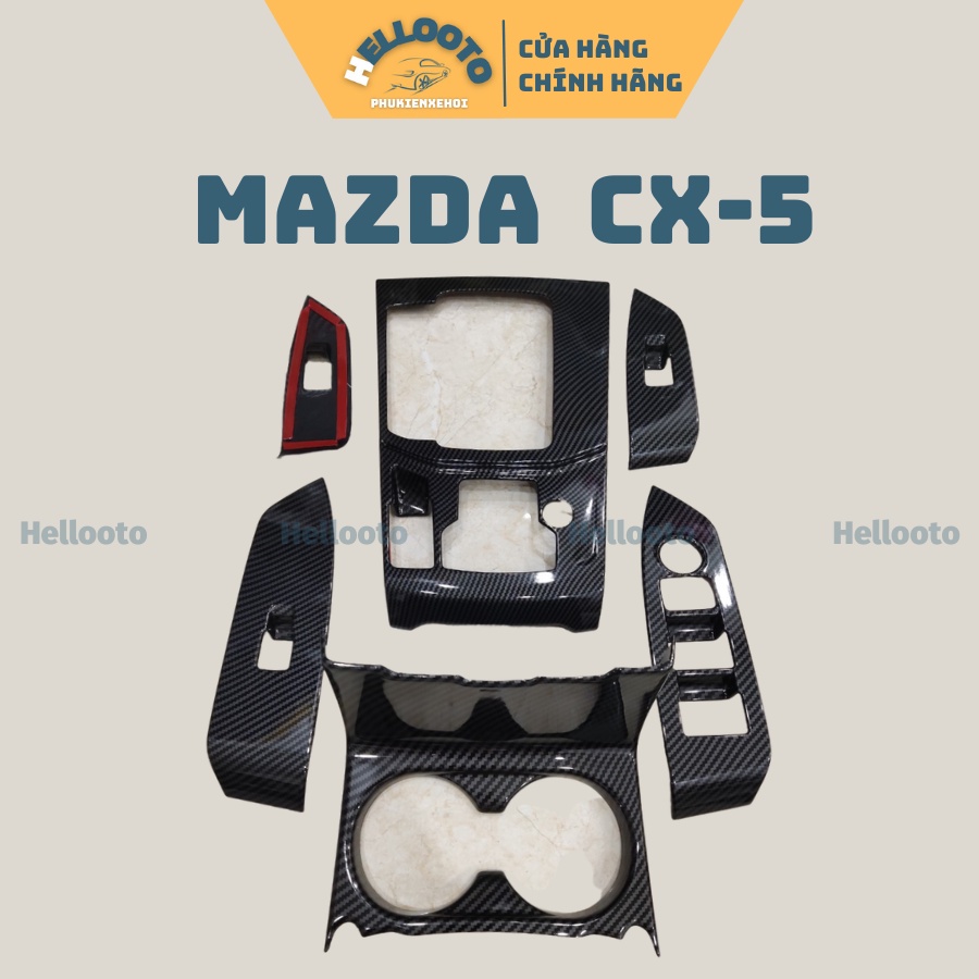 Ốp Nội Thất Xe Mazda CX-5 2018 2019 2020 2021 Mẫu Carbon - 6 chi tiết tặng kèm keo tăng dính