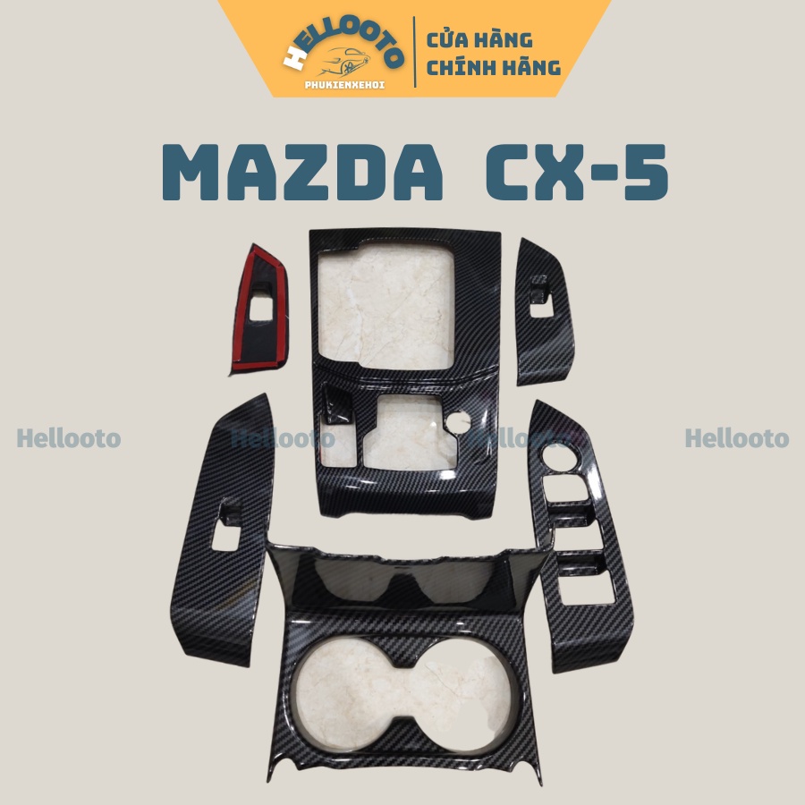 Ốp nội thất xe Mazda CX5 2018 2019 2020 2021 2022 2023 Mẫu Carbon - 6 chi tiết tặng kèm keo tăng dính
