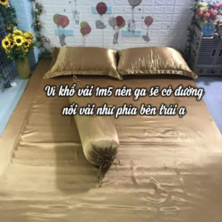 Bộ drap phi lụa mát mịn 4 món - ga giường + 3 vỏ gối (ko mền) M4, M6, M8 15cm