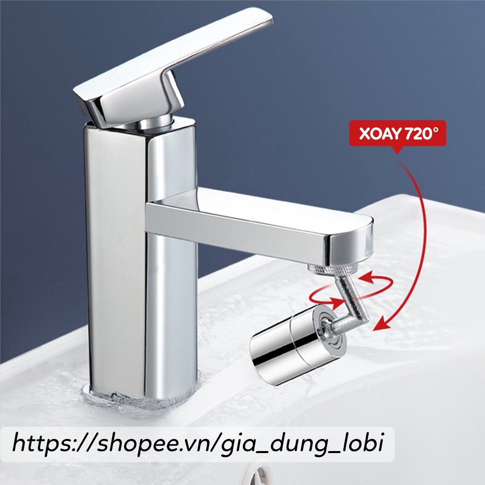 Đầu nối vòi nước phi 24/22mm Đầu vòi rửa bát xoay 720 độ thông minh gắn chậu lavabo bồn rửa mặt bồn rửa bát