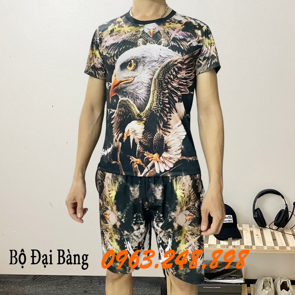 Đồ bộ mặc nhà mẫu Đại Bàng, bộ quần áo thun lạnh nam in 3D chất lượng cao - Thun Hè 3D