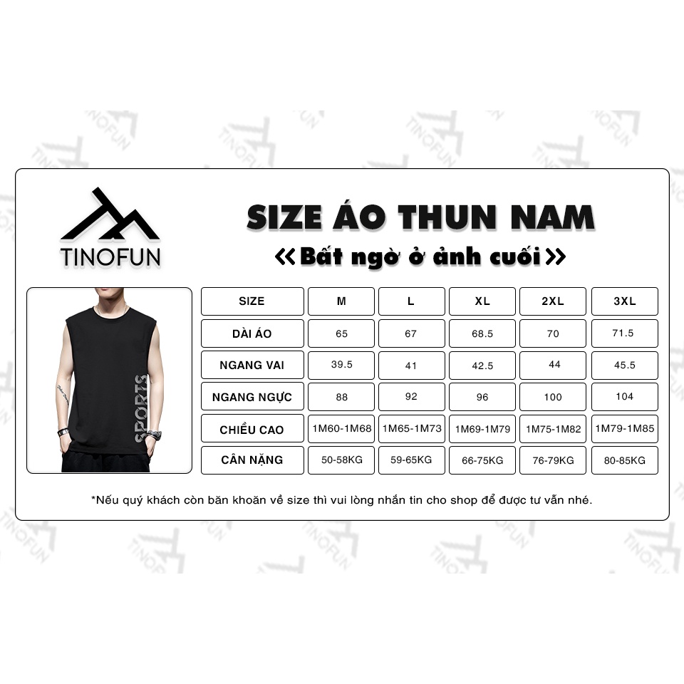 Áo 3 lỗ nam TINOFUN Áo thun nam chất vải thun co dãn Tanktop mùa hè 8 màu cao cấp