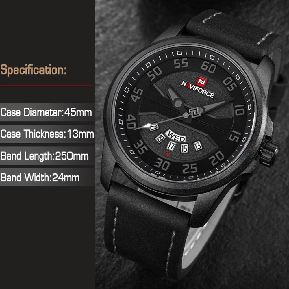 Đồng Hồ Quartz NAVIFORCE Chống Thấm Nước Với Dây Đeo Da