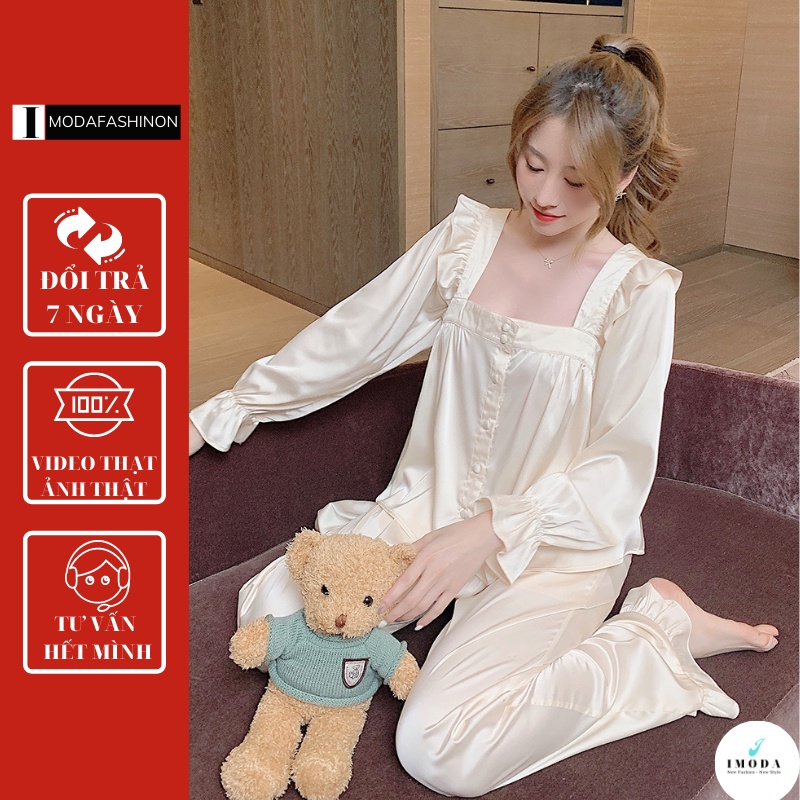 Bộ ngủ nữ dài tay mặc nhà bộ ngủ lụa LATIN IMODA, thoáng mát, vải mềm mịn, sang trọng free side từ 45-60kg | BigBuy360 - bigbuy360.vn