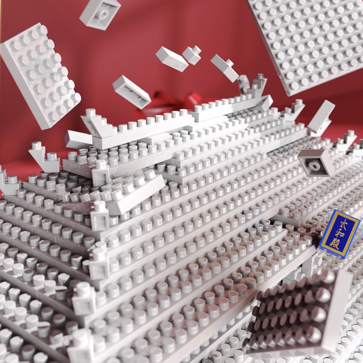 Đồ chơi xếp hình, đồ chơi lắp ráp mô hình kiến trúc Trung quốc, mô hình 3D cung điện thái hòa mô hình lâu đài cho bé