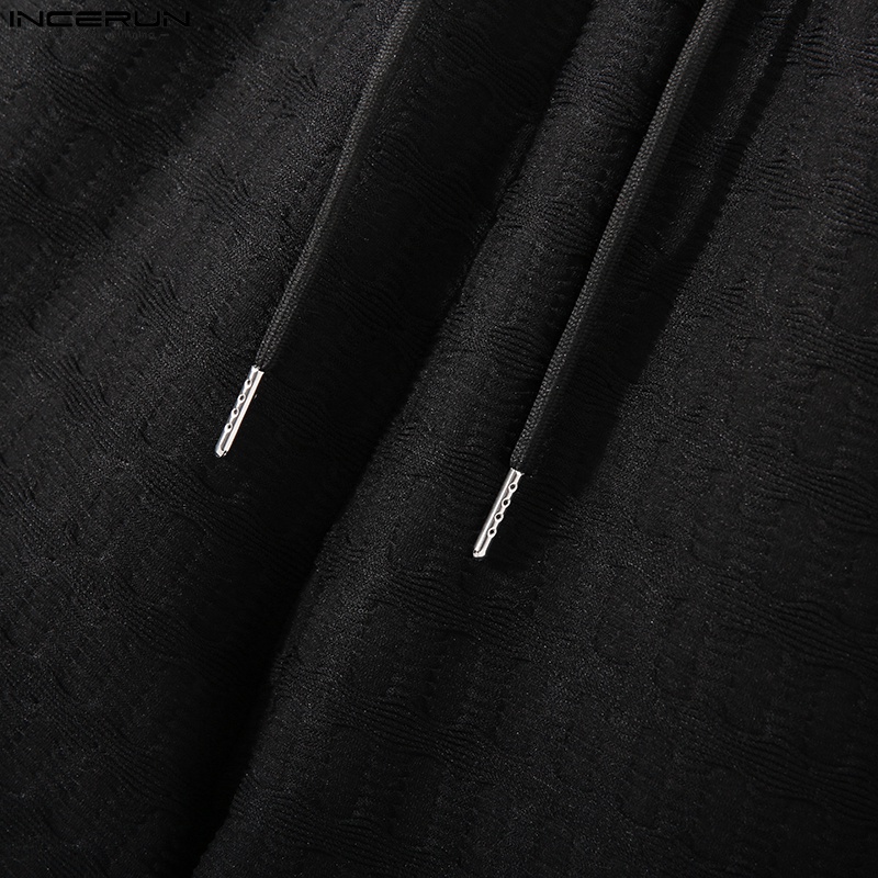 Set trang phục INCERUN áo sơ mi tay ngắn cổ tròn và quần short baggy size S-5XL mặc thoải mái thời trang dành cho nam