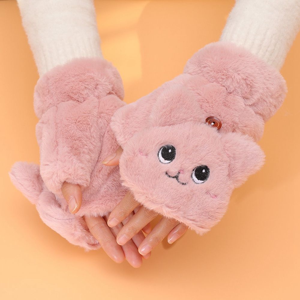 Găng tay nhung hở ngón mềm mại co giãn thiết kế đơn giản thời trang thu đông cho nữ