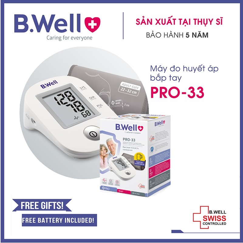 Máy Đo Huyết Áp Bắp Tay - B.Well Swiss Pro 33 - Bảo Hành 5 Năm