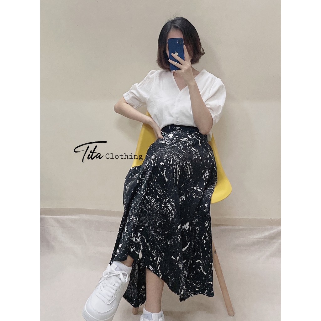 [Ảnh thật] Chân váy midi dài cao cấp hoạ tiết ấn tượng | BigBuy360 - bigbuy360.vn