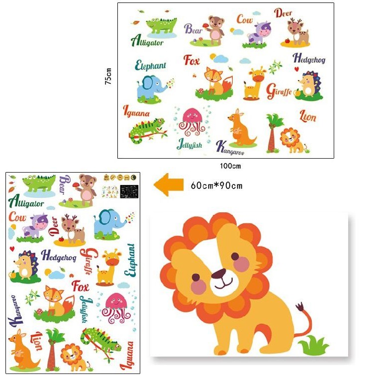 Decal dán tường Dạ quang Đàn thú - DDQ010