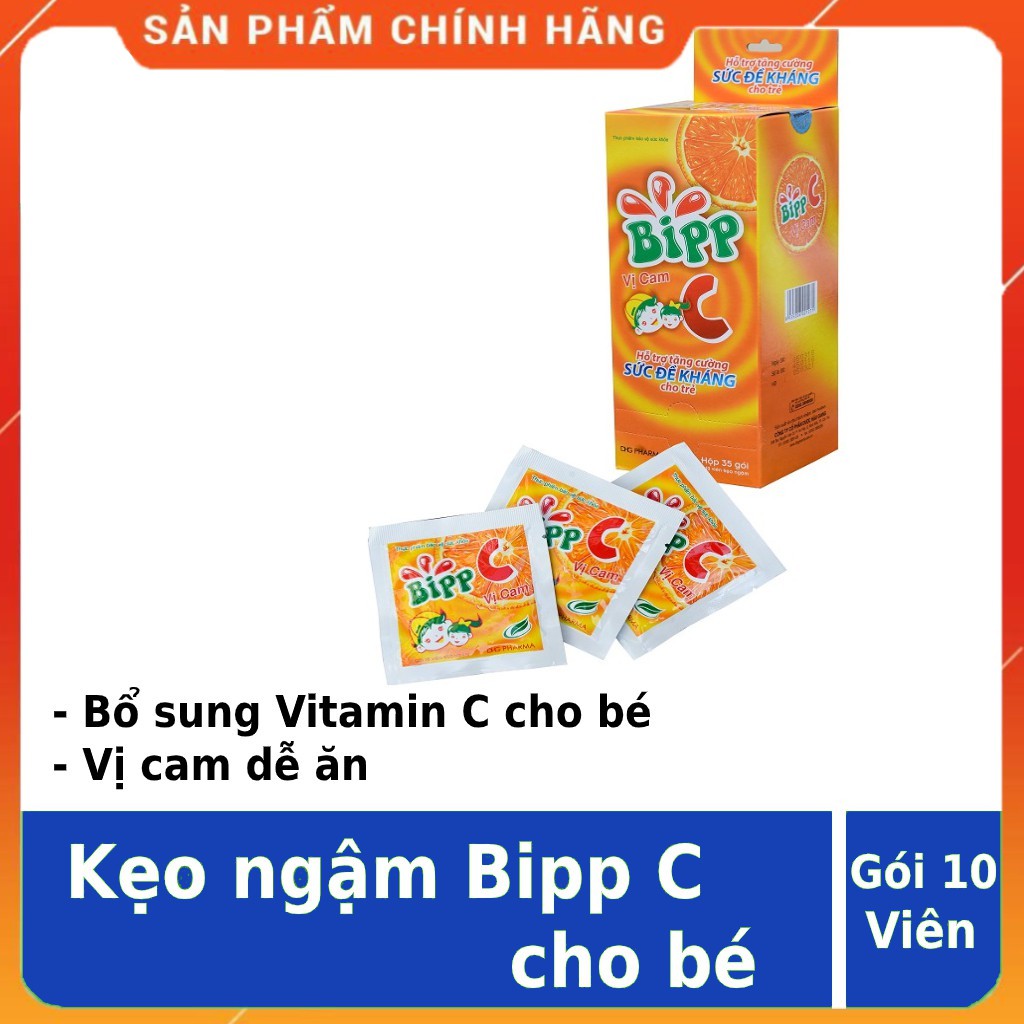 Kẹo ngậm vitamin C, Bipp C cung cấp vitamin C cho bé, vị cam dễ ăn