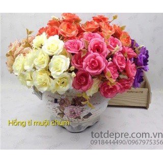 Bó hoa hồng tỉ muội bằng lụa