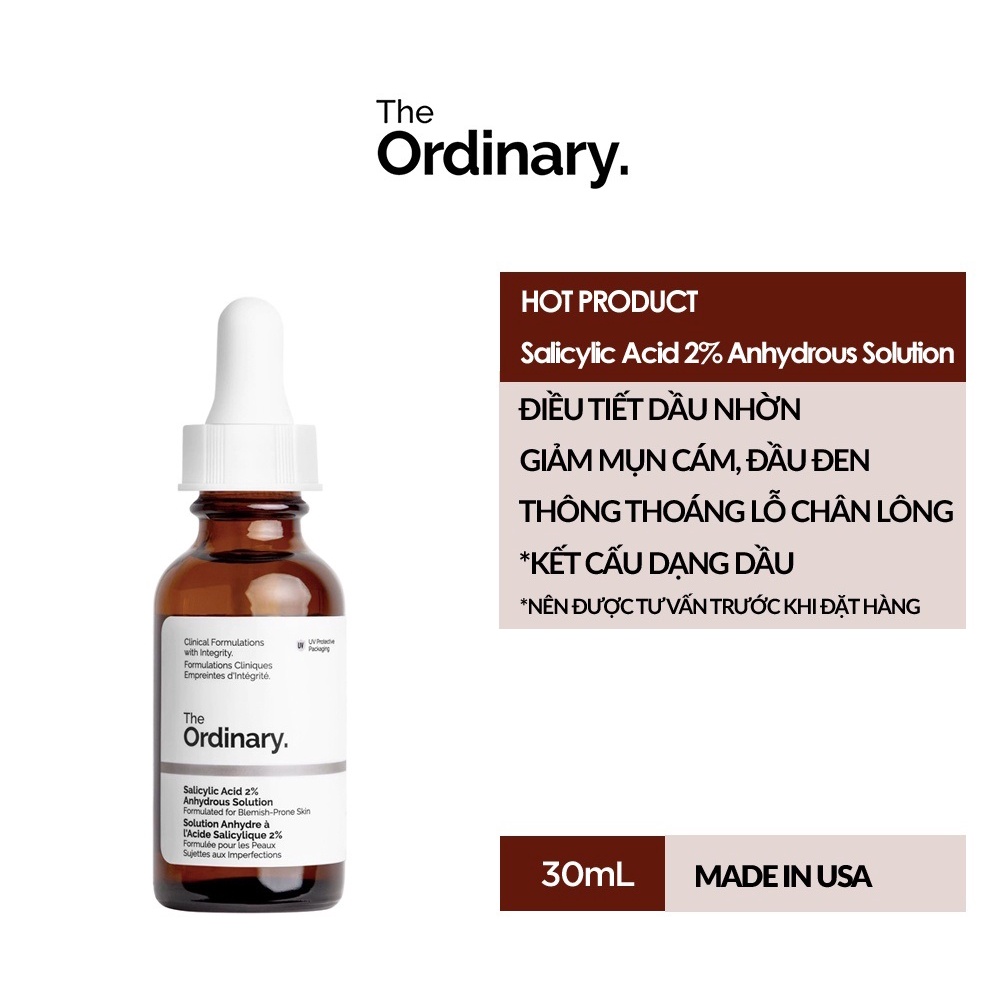 Tinh chất giảm mụn & lỗ chân lông The Ordinary / Salicylic Acid 2% Anhydrous Solution-Toto Shop