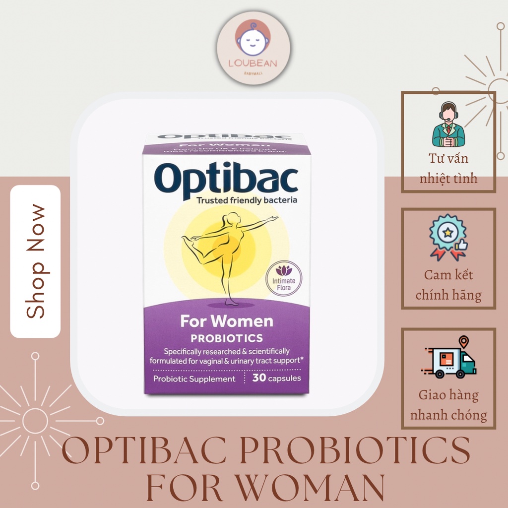 Optibac tím Men vi sinh phụ khoa chăm sóc vùng kín, bổ sung lợi khuẩn tăng sức đề kháng hộp 30 viên for women probiotic
