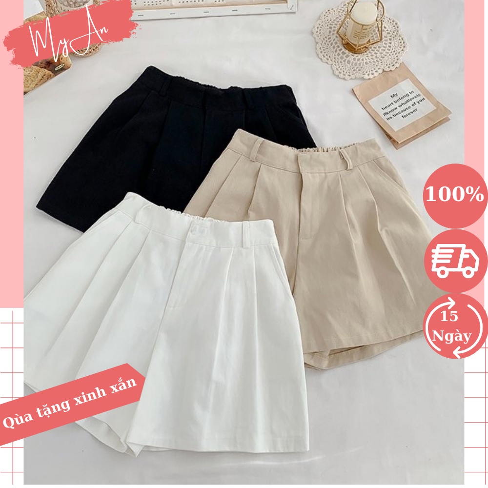 [Hàng Cao Cấp] Quần short đũi xếp ly cạp cao, chất liệu đũi dày dặn - MYAN Store CD066