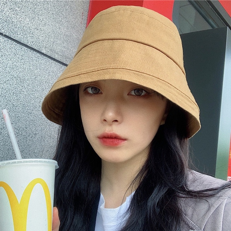 Nón Bucket Vành Rộng Bằng Cotton Lanh Mỏng Thoáng Khí Phong Cách Nhật Bản