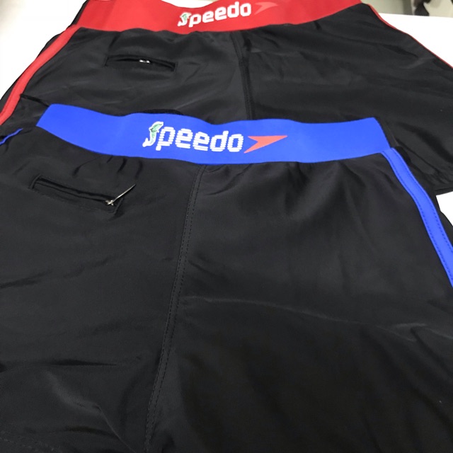 Quần Bơi Nam Speedo Đen Phối Xanh Đỏ Có Túi Nhỏ Đựng Chìa Khóa - Nhiều Màu