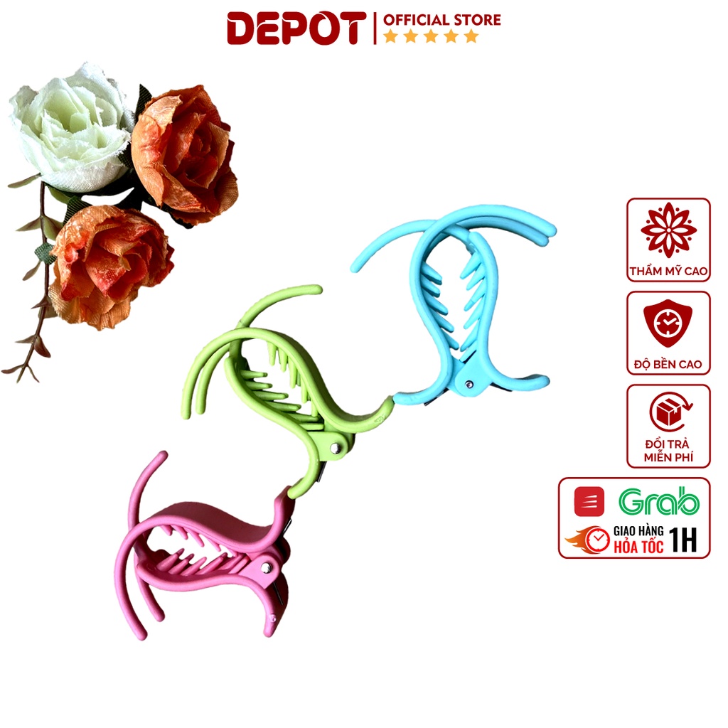 Set 12 kẹp càng cua 3 răng 5 răng DEPOT, kẹp tóc càng cua tạo xoăn nhẹ phong cách Hàn Quốc