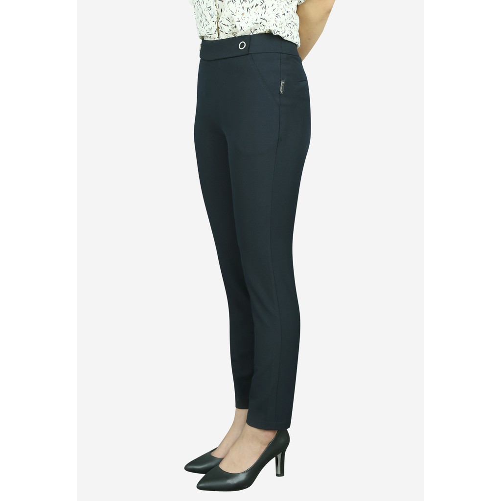 Quần ống côn vải bò tím than khóa sườn 2 ô rê The One Fashion QL246TT6