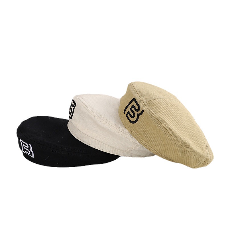 Korean Fashion Embroidered Lettering Beret Hat