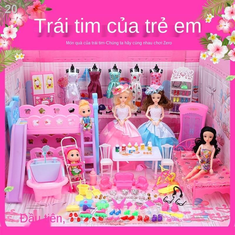 ✣♚Barbie Gói sang trọng Công chúa Váy cưới cho Trẻ em Ăn mặc Tạp dề Hộp quà tặng sinh nhật