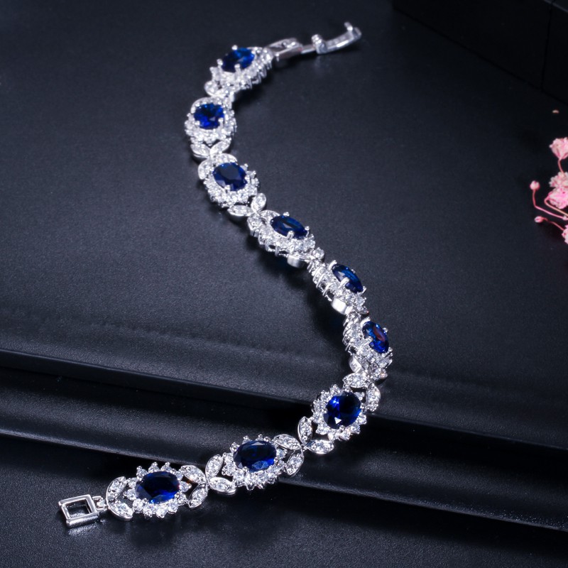 💎Vòng Tay Mạ Bạc Đính Đá zircon Siêu Sáng Chống Dị Ứng Phong Cách Âu Mỹ Cho Nữ