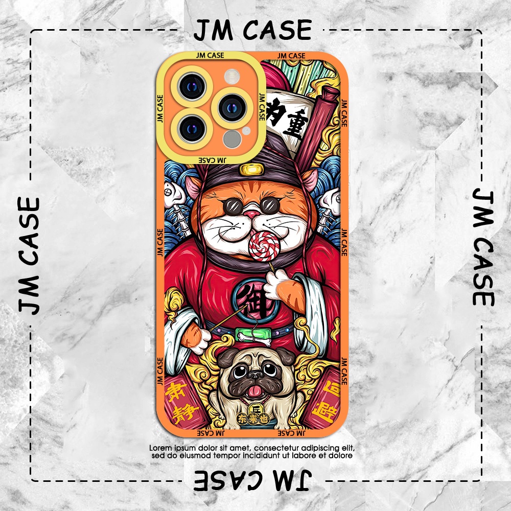 Ốp lưng iphone cạnh vuông JM CASE Mèo thần tài đeo kính cực đẹp độc lạ 6/6pl/6s/6spl/7/7pl/8/8pl/x/xs/11/12/13/pro/max