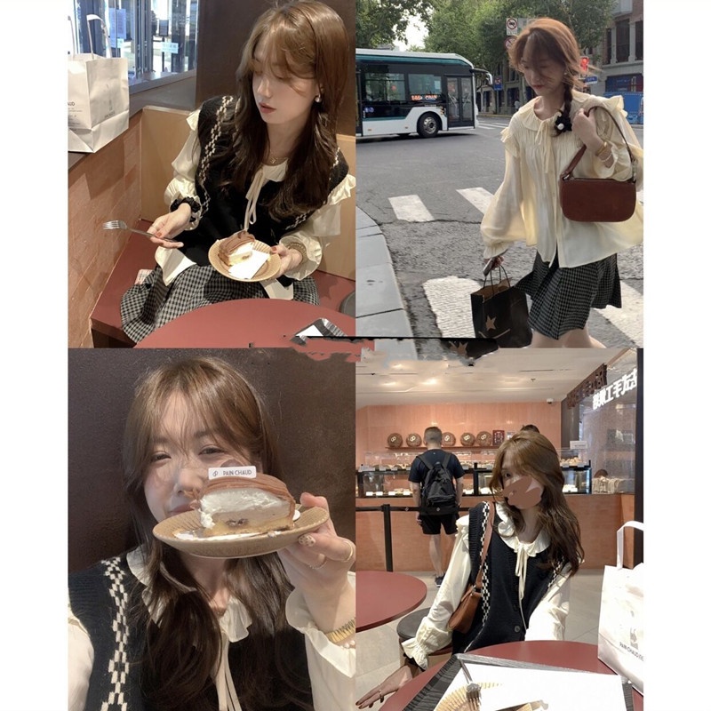 Áo khoác len không tay kẻ sọc phối màu thời trang mùa thu kiểu retro cho nữ | BigBuy360 - bigbuy360.vn