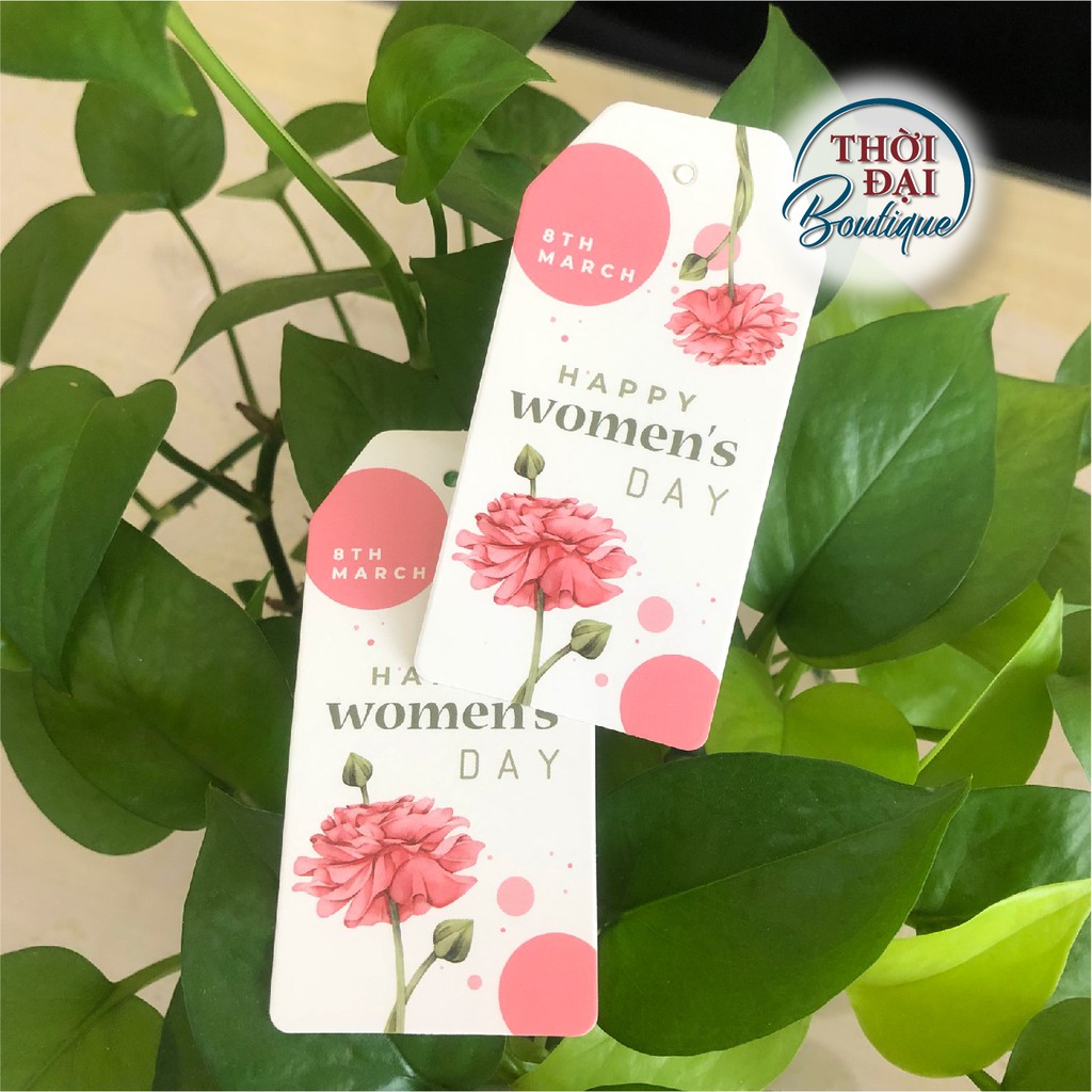 100 Tag / Thẻ Treo Giấy Quốc Tế Phụ Nữ Happy Woman's Day 8/3 Vát Góc
