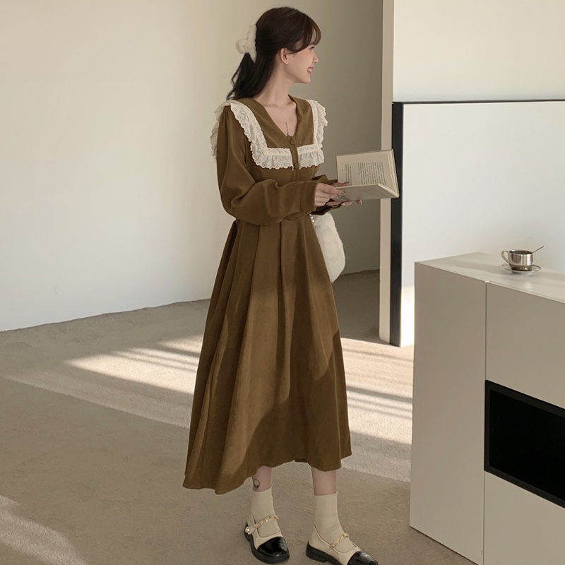 Đầm midi chữ A SUXI tay dài cỡ lớn thời trang mùa thu mới dành cho nữ