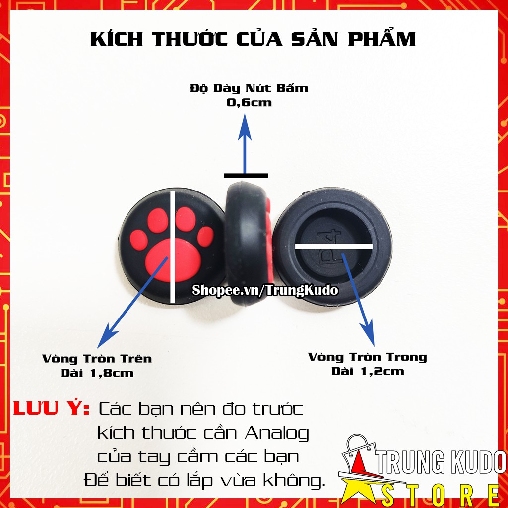 2 Núm Bọc Cần Analog Cho Tay Cầm Xbox, PS -Núm bọc hình chân mèo nhiều màu