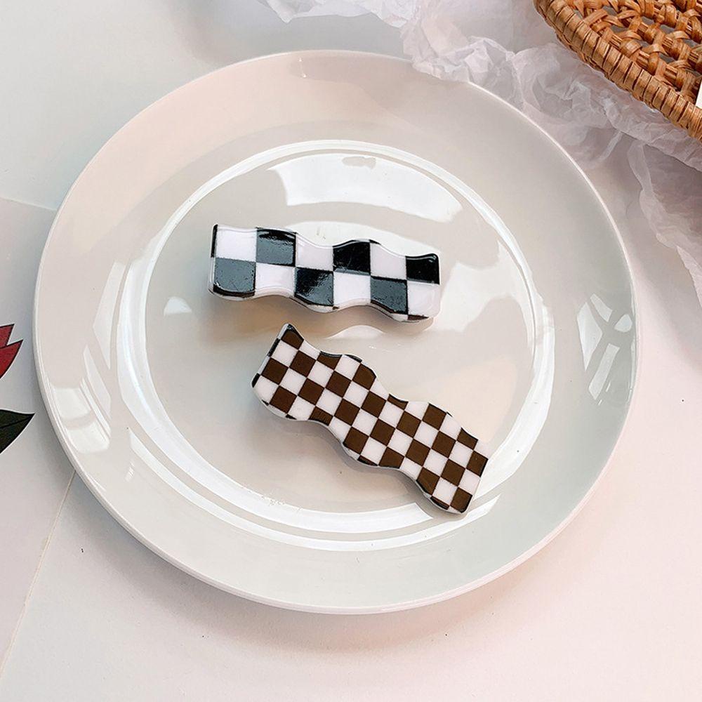 Kẹp Tóc Họa Tiết Kẻ Sọc / Hình Học Bằng Acrylic Thời Trang Cho Nữ