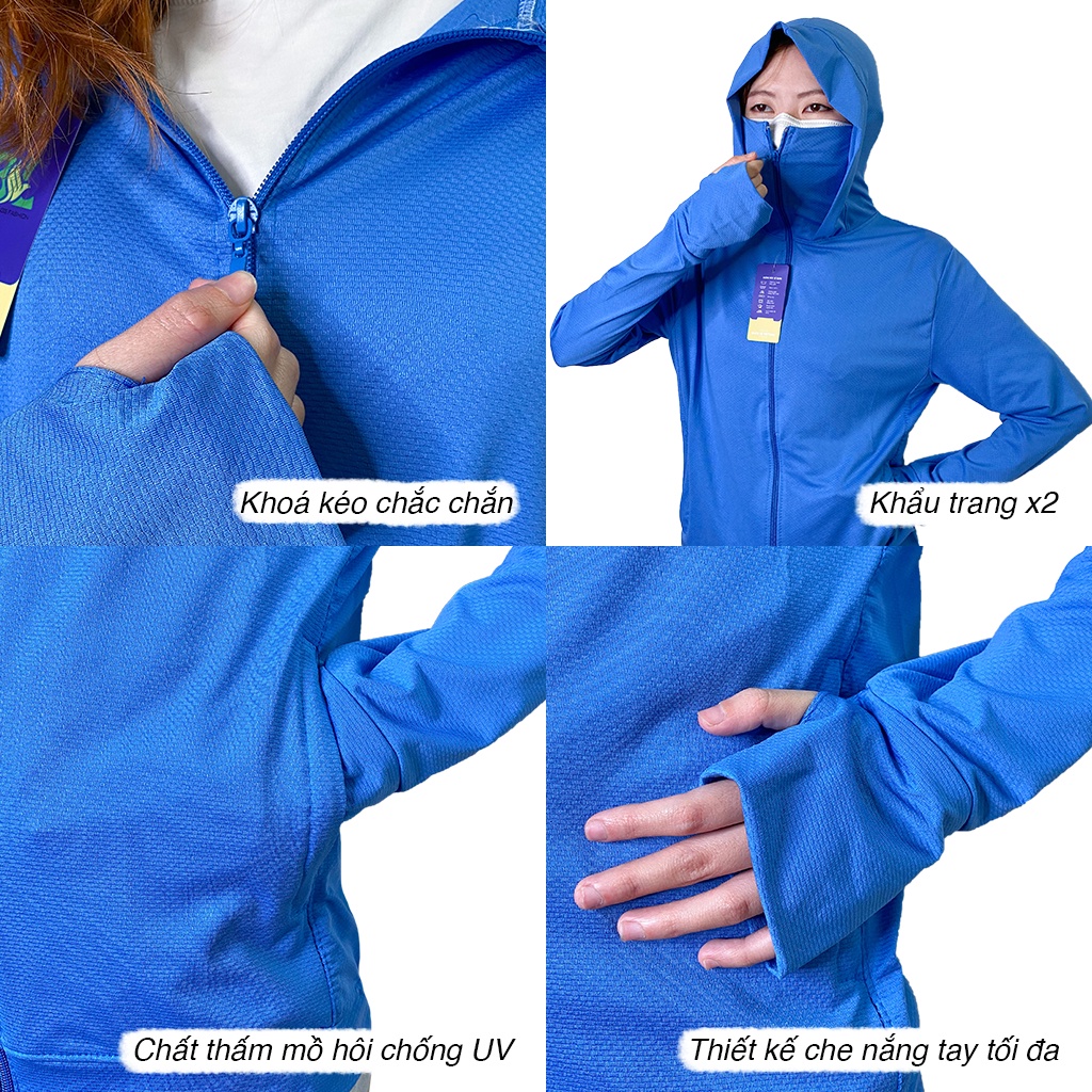 Áo chống nắng nữ dáng ngắn chất liệu vải thông hơi làm mát cản tia UV