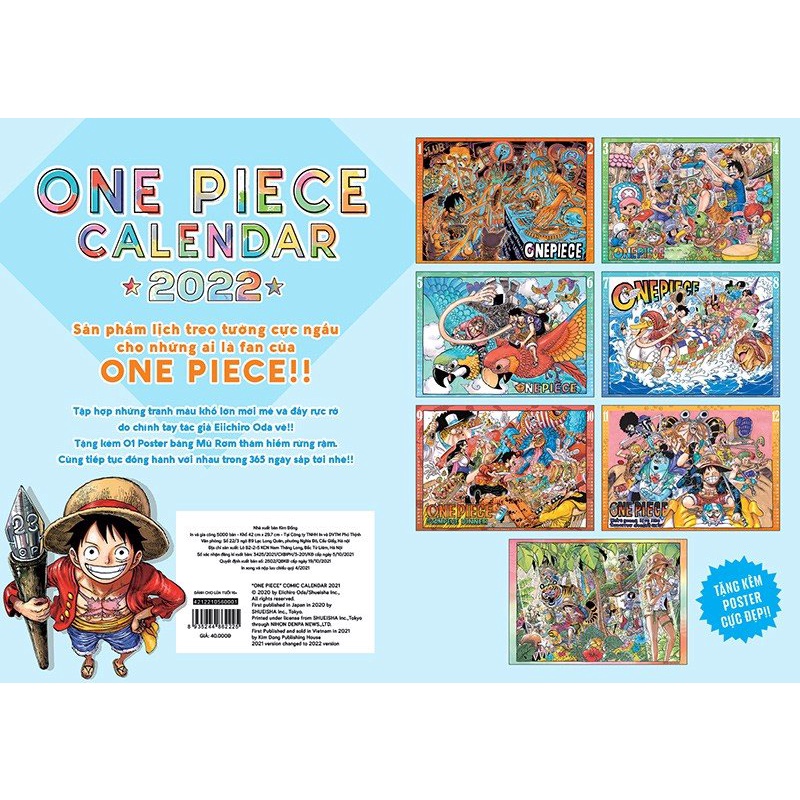 LỊCH TREO TƯỜNG ONE PIECE 2022