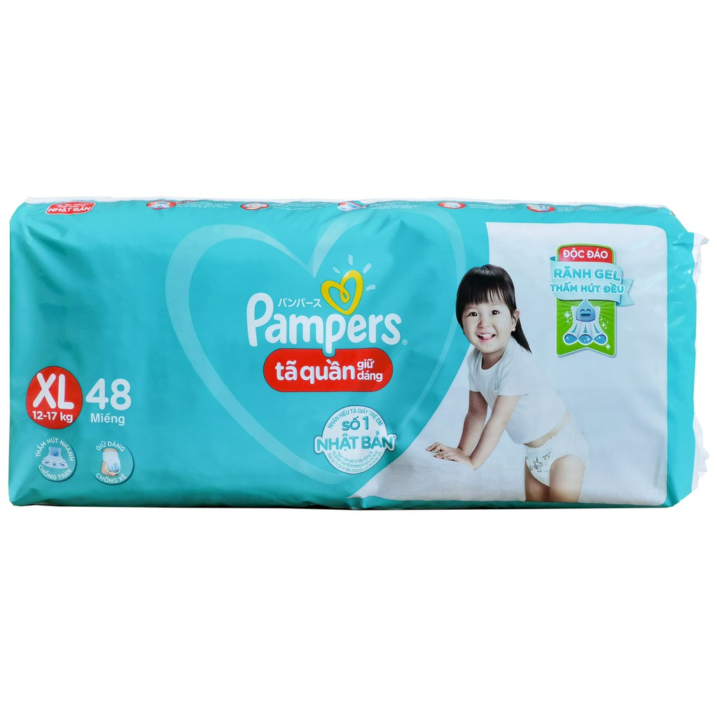 [CHÍNH HÃNG] Bỉm - Tã Quần Pampers Giữ Dáng Size XL48 (Cho bé 12-17kg)