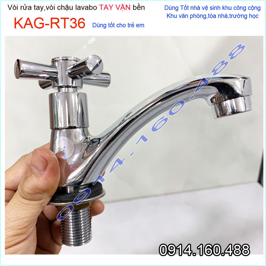 Vòi lavabo Aspavn KAG-RT36 kiểu chữ thập siêu bền, vòi chậu rửa mặt tay vặn nước mạnh sử dụng tốt