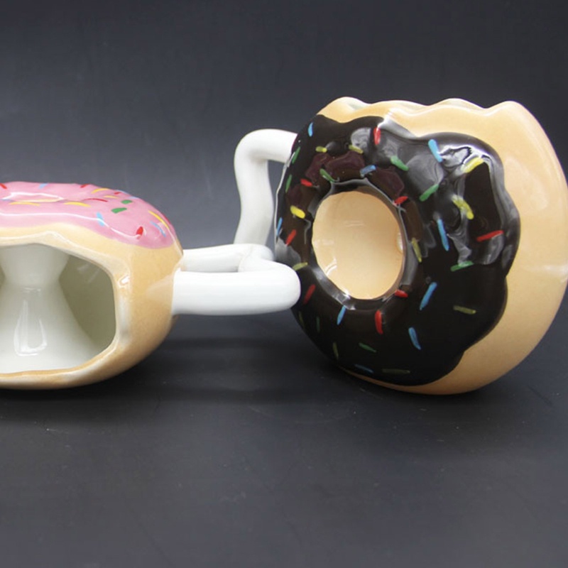 Aoto Cốc Sứ Hình Bánh Donut Miệng To Nghệ Thuật Trang Trí Bàn Ăn Phòng Khách Tại Nhà