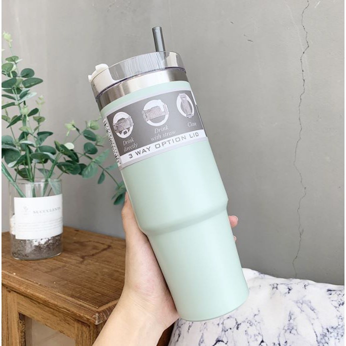 Bình Ly Giữ Nhiệt Kèm Ống Hút 890ml Nắp Dạng Xoay - Hàng Chính Hãng Tyeso - Cốc Cốc