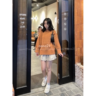 Áo len trơn cổ tròn