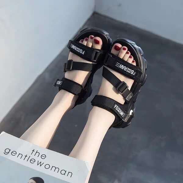 Sandal nữ thời trang Ulzang kiểu dáng đế cao quai RAWM cao cấp 2 màu nữ tính