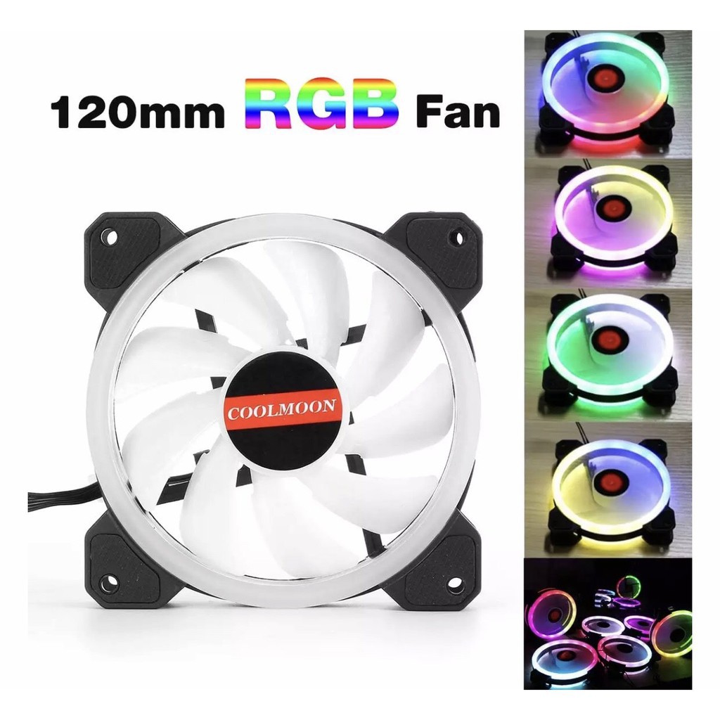 [Mã ELFLASH5 giảm 20K đơn 50K] [Xả kho] Bộ Quạt Tản Nhiệt 2 Fan Case Coolman Led RGB Dual Ring-Kèm Bộ Hub Và Remote