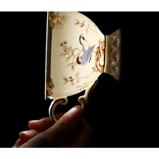 Bộ Ấm Pha Trà Sứ Xương. Bộ tách pha trà sứ xương cao cấp kèm hộp quà tặng vali.