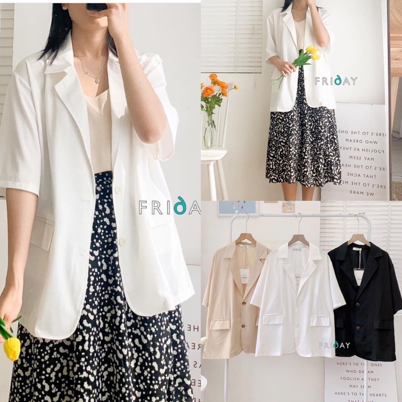 [Ảnh thật/Video]Áo blazer Meci cộc tay túi nắp Áo vest thiết kế kiểu dáng Hàn Quốc | BigBuy360 - bigbuy360.vn