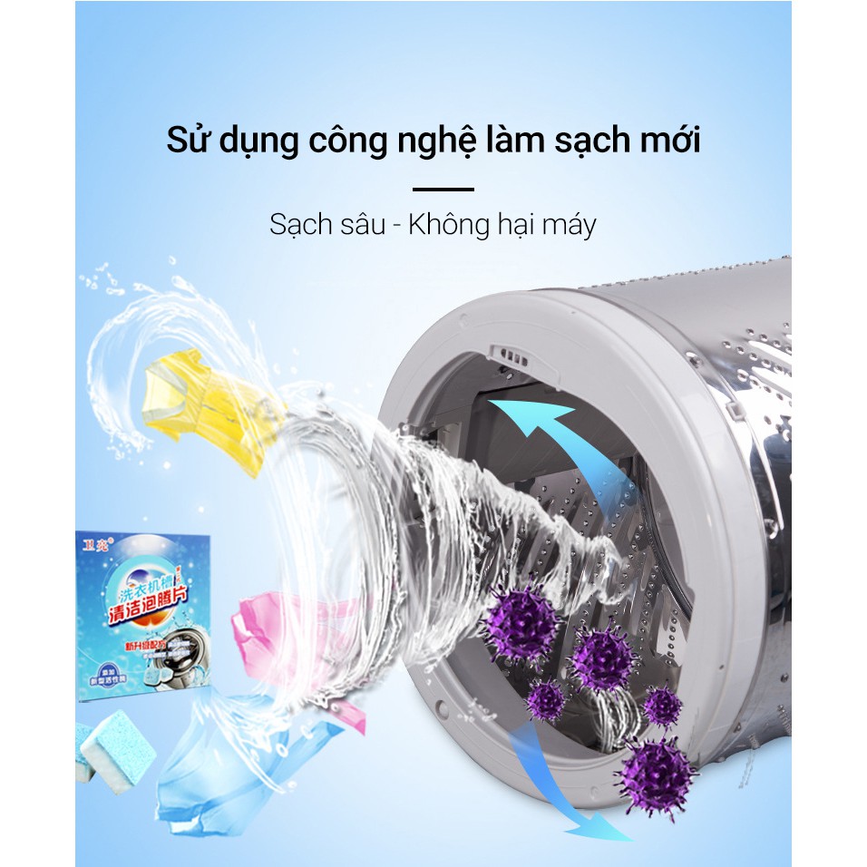 [HỘP 12] Viên Tẩy Sạch Lồng Máy Giặt - Chất Làm Sạch Lòng Máy Giặt Nhanh Chóng
